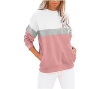 Sweat Femme Coton Sans Capuche Pullover Manches Longues Hoodie Pull Leger Sweatshirt Chaud Chic Élégant Streetwear Y2k Sweatshirts Sweats Vetement Femmes Automne Sport Grande Taille Sweet Plaid