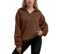 Sweat Femme Grande Taille,Pullover Molletonné Femme Sans Capuche Manches Longues Demi-Zip Poche Kangourou IdéAl Sport DéTente Coupe E Respirant Polyvalent Tenue Casual Mi-Saison Confort Optimal Style