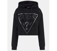 Sweat Femme Guess En Coton Fleece À Capuche Cropped V2YQ08K7UW2 JBLK Noir