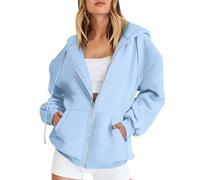 Sweat Femme Marque Zippé Oversize Dentelle Grosse Moumoute Shape Pull Doré a Original Camionneur Sweat Personnalisable Couple Roule Gros Chic Hoodie Manteau Polaire Femme Bleu Ciel L