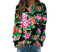 Sweat Femme Mode Décontracté Sweatshirts Chinois Pull Femme Automne et Hiver Pull à Col Rond Décontracté Pull Ample Imprimé Phoenix Haut à Manches Longues Pullover Casual Top Chemisier Confortable