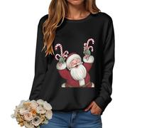 Sweat Femme Noel Manches Longues Col Rond Pull Confortable Fille Pull Robe De Noel Femme Sweat De Noël Avec Un Motif Noël Chaussette a Paillette Imprimé Mignon Manches Longues Col Rond Moche
