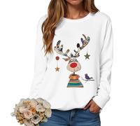Sweat Femme Noel Manches Longues Col Rond Pull Confortable Fille Pull Robe De Noel Femme Sweat De Noël Avec Un Motif Noël Chaussette a Paillette Imprimé Mignon Manches Longues Col Rond Moche
