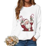 Sweat Femme Noel Manches Longues Col Rond Pull Confortable Fille Pull Robe De Noel Femme Sweat De Noël Avec Un Motif Noël Chaussette a Paillette Imprimé Mignon Manches Longues Col Rond Moche