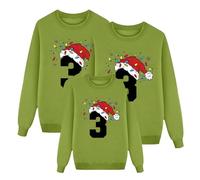 Sweat Femme Noël Ugly Pull Noel Rigolo Femme Sweat Shirt Manches Longues Col Rond Imprimé Chiffre Noël Mode Velours Plus Taille Grande Parent Enfant Pour Tenue Fêtes Vêtement Style Fils Look Son