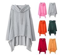 Sweat Femme Oversize Long, Sweat À Capuche Femme Original Sweats Nettoyage Du Sol Hoodie Grande Taille Manteau Couleur Unie Manteaux Manche Longue Veste Décontractés Vêtements Polyvalent Sweat