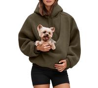 Sweat Femme Peluche avec Chat Poche Automne Hiver Mode Casual, Sweat à Capuche Manches Longues avec Kangourou Chat Chien Poche Couleur Solide Outdoor Sport Hoodie Sweatshirts, S-XXXL (Bronze, L)