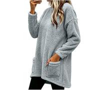 Sweat femme polaire col rond manches longues décontracté ample hiver