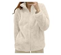 Sweat Femme Polaire D'Hiver Chaud avec Fermeture Éclair Veste de Chambre Femme D'Hiver Courte Polaire Sans Capuche Vestes D'Hiver avec Polaire Couleur Unie Manteau En Peluche Sherpa Veste Polaire