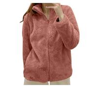 Sweat femme polaire d'hiver chaud avec fermeture éclair veste de chambre femme d'hiver courte polaire sans capuche blousons d'hiver avec fleece couleur unie manteau en peluche Sherpa blouson fleece