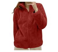 Sweat femme polaire d'hiver chaud avec fermeture éclair veste de chambre femme d'hiver courte polaire sans capuche vestes d'hiver avec polaire couleur unie manteau en peluche Sherpa veste polaire