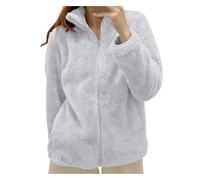 Sweat femme polaire d'hiver chaud avec fermeture éclair veste d'intérieur femme d'hiver courte polaire sans capuche vestes d'hiver avec polaire couleur unie manteau en peluche Sherpa veste polaire