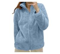 Sweat femme polaire d'hiver chaud avec fermeture éclair veste d'intérieur femme d'hiver courte polaire sans capuche vestes d'hiver avec polaire couleur unie manteau en peluche Sherpa veste polaire