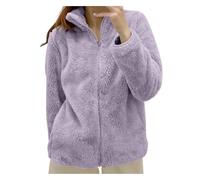 Sweat femme polaire hiver chaud avec fermeture éclair veste de chambre courte sans capuche veste polaire Sherpa couleur unie