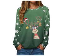 Sweat Femme Pull De Noël Col Rond Collier FêTe Noel Imprimé Pullovers | Manches Longues Poignets En Peluche Chic Confortable Christmas Tunique Top Basique Blouse Festif Joyeux Cadeaux SoiréE