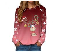 Sweat Femme Pull De Noël Col Rond Collier FêTe Noel Imprimé Pullovers | Manches Longues Poignets En Peluche Chic Confortable Christmas Tunique Top Basique Blouse Festif Joyeux Cadeaux SoiréE
