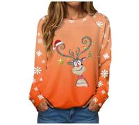 Sweat Femme Pull De Noël Col Rond Collier FêTe Noel Imprimé Pullovers | Manches Longues Poignets En Peluche Chic Confortable Christmas Tunique Top Basique Blouse Festif Joyeux Cadeaux SoiréE