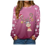 Sweat Femme Pull De Noël Col Rond Collier FêTe Noel Imprimé Pullovers | Manches Longues Poignets En Peluche Chic Confortable Christmas Tunique Top Basique Blouse Festif Joyeux Cadeaux SoiréE