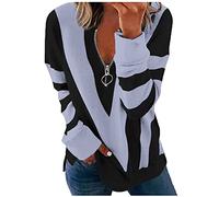 Sweat Femme Pullover Chic Et Original - Pull Mohair Zippé Chaud Pas Cher - Hiver Sans Capuche Top Manche Longue (Gris, XXL)