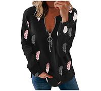 Sweat Femme Pullover Chic Et Original - Pull Mohair Zippé Chaud Pas Cher - Hiver Sans Capuche Top Manche Longue (K1 Noir, M)