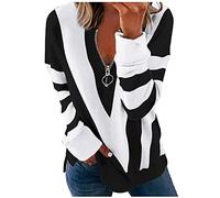 Sweat Femme Pullover Chic Et Original - Pull Mohair Zippé Chaud Pas Cher Pour Hiver - Top Manche Longue Sans Capuche (Blanc, L)