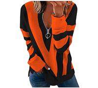 Sweat Femme, Pullover Femme Sweat Shirt Femme Pull Mohair Femme Sweat Zippé Femme Pull Femme Chic Et Original Chaud Femme Pas Cher Pull Hiver Sweat Sans Capuche Femme Top Manche Longue (Orange, XXL)