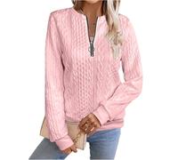 Sweat Femme Sans Capuche 1/4 Zippé Manches Longues Sweats Décontracté Y2K Sweatshirts Automne Hiver Basique Pull Tops Couleur Unie Tendance Sweat-Shirt Surdimensionné Pullover Pour Femme Vêtements