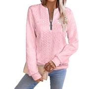 Sweat Femme Sans Capuche 1/4 Zippé Manches Longues Sweats Décontracté Y2K Sweatshirts Automne Hiver Basique Pull Tops Couleur Unie Tendance Sweat-Shirt Surdimensionné Pullover Pour Femme Vêtements