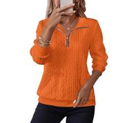 Sweat Femme Sans Capuche 1/4 Zippé Manches Longues Sweats Décontracté Y2K Sweatshirts Automne Hiver Basique Pull Tops Couleur Unie Tendance Sweat-Shirt Surdimensionné Pullover Pour Femme Vêtements