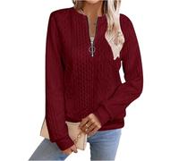 Sweat Femme Sans Capuche 1/4 Zippé Manches Longues Sweats Décontracté Y2K Sweatshirts Automne Hiver Basique Pull Tops Couleur Unie Tendance Sweat-Shirt Surdimensionné Pullover Pour Femme Vêtements