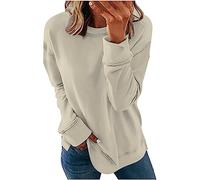 Sweat Femme sans Capuche Couleur Unie, Pullover Femme sans Capuche Sweat Shirt Pull Femme Chic Et élégant Original Chaud Pas Cher Sweat Automne et Hiver Manche Longue Pullover Tops