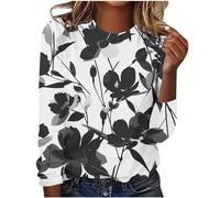 Sweat Femme sans Capuche Femme Sweat-Shirt Mode Fleurie Col Rond Pull Mode Impression Motif Sweat Sweat Femme Striped Color Oversize Veste Femme sans Capuche Top Blouse Chic Et Élégant Pas Cher