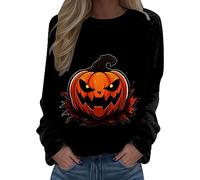 Sweat Femme sans Capuche Sweat Manche Longue, Haut Halloween Motif De FantôMe De Chat DrôLe d'horreur ImpriméEs Col Rond DéContractéE Grande Taille pour Quotidien