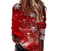 Sweat Femme sans Capuche, Sweat Noel Grande Taille Pull Col V Ample DrôLe VêTement De FêTe Impressions Uniques Col en V LéGer Sportif Basique Blouse Tops Chaud Chic
