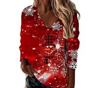 Sweat Femme sans Capuche Sweat Noel Grande Taille - Pull Col V Ample DrôLe VêTement De FêTe Impressions Uniques Col en V LéGer Sportif Basique Blouse Tops Chaud Chic