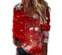 Sweat Femme sans Capuche Sweat Noel Grande Taille - Pull Col V Ample DrôLe VêTement De FêTe Impressions Uniques Col en V LéGer Sportif Basique Blouse Tops Chaud Chic