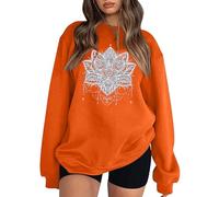 Sweat Femme sans Capuche, Sweat Sport Femme Imprimé Manche Longue Décontracté Coupe Ample Chic Et Élégants Streetwear De Tous Les Jours Confortable Passe-Partout Pullover Basique Sortir Sportwear
