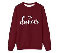 Sweat Femme sans Capuche- Veste De Sport Imprimé Lettres Manches Longes Décontracté Coupe Ample Pullover Col Rond Chic Et Élégants Confortable Streetwear Polyvalent Automne Hiver Haut pour Fête