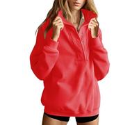 Sweat Femme sans Capuche Zippé Oversized Sweats Femmes Chaud Manches Longues Automne Sweatshirt Pulls Leger Chic et Elegant Manteau Temps Libre Sport Outdoor Streetwear Y2k Veste Grande Taille