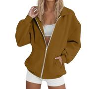 Sweat Femme sans Capuche Zippé Oversized Sweats Femmes Chaud Manches Longues Automne Sweatshirt Pulls Leger Chic et Elegant Manteau Temps Libre Sport Outdoor Streetwear Y2k Veste Grande Taille
