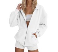 Sweat Femme sans Capuche Zippé Oversized Sweats Femmes Chaud Manches Longues Automne Sweatshirt Pulls Leger Chic et Elegant Manteau Temps Libre Sport Outdoor Streetwear Y2k Veste Grande Taille