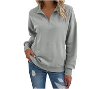 Sweat Femme sans Capuche Zippé Oversized Sweats Femmes Chaud Manches Longues Automne Sweatshirt Pulls Leger Chic et Elegant Manteau Temps Libre Sport Outdoor Streetwear Y2k Veste Grande Taille