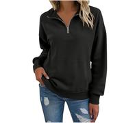 Sweat Femme sans Capuche Zippé Oversized Sweats Femmes Chaud Manches Longues Automne Sweatshirt Pulls Leger Chic et Elegant Manteau Temps Libre Sport Outdoor Streetwear Y2k Veste Grande Taille