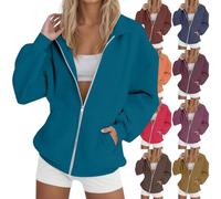 Sweat Femme sans Capuche Zippé, Veste Legere Femme Chic Sweats Revers Sweatshirt Automne Manteau Décontractés Manteaux Outdoor Vêtements Simple Veste Couleur Unie Survêtement Running Sweat