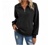 Sweat Femme, Sweat Femme sans Capuche Sweatshirt Pull T-Shirts à Manches Longues Casual Hiver Sweatshirts 1/4 Zippé Couleur Unie Chic Et Elegant Sweats Grande Taille col roulé Oversize Sportwear
