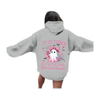 Sweat Femme Vêtements Gilet Ete Soutien Cancer Sweatshirt Oversize Sweats Taille Plus Scolaire Manches Longues Zippé Pull Cardigan Pink Ribbon Hoodie Décontracté À Blocs De Couleurs Grey-a 3XL