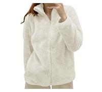 Sweat Femme Zip Polaire Hiver Chaud Sweatshirt En Sherpa Confortable Grande Taille Veste Fine Polaire Doux Automne Pulls Randonnée Lourd Teddy Casual Sport Zipper Veste Vêtements, Blanc, L
