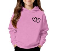 Sweat Fille 2-13 Ans avec Capuche Sweatshirts Large Cœur Mignon A la Mode | Pull Enfant Oversize Manche Longue Hoodie Ado Streetwear Sweatshirt Sport Automne Confort Hiver