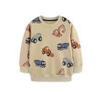 Sweat Fille 8 Ans - Sweat-Shirt Ras du Cou pour Enfants pour Garçons Haut À Manches Longues À La Mode avec Imprimé Voiture Vêtements d'automne (Beige 4-5 Years)