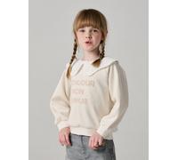 Sweat fille col claudine broderie anglaise écru 3A